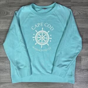 J. Crew Factory Cape Cod Crew Neck Pullover Sweatshirt Aqua Blue sz M